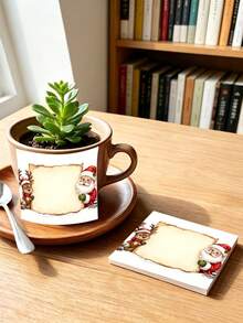 2pcs/100 Sheets Thick Leak-Proof Self-Adhesive Vintage Christmas Sticky Notes With Santa Claus And Reindeer Border, Smooth Writing And Tear-Resistant Pages, Suitable For Student Exam Grading, Office Memo And Diary Collage, Scrapbooking - Christmas Sticky Notes - View 2