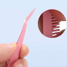Round Tip Eyelash Tweezers, High Precision Lash Extension Tweezers With Comb, Beginner Eyelash Grafting Tool - Multicolor - View 6