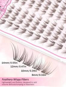 80pcs Black & Brown Self-Adhesive False Eyelash Clusters, C Curl, Transparent Stem, No Glue Needed, Press-On DIY Eyelash Extensions, Reusable, Suitable For Beginners, Suitable For All Occasions, False Eyelashes, Glue-Free Eyelashes - C - View 4