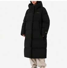 Adidas Women's Long Down Jacket, Winter Knee-Length Loose Fit 600 Fill Power Warm Down Coat KC2169 - Black - View 4