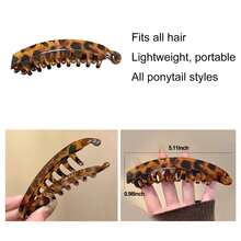 3/1pc Large Non-Slip Women's Ponytail Clip With Back Comb And Vertical Banana Clip, Thickened Enhanced Volumizing Effect, Brown/Black/Grey Leopard Print, Suitable For Braids, Buns And Updos, Halloween, Christmas - Multicolor - View 9