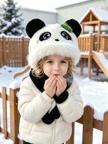 Winter New Children's One-Piece Hat, Suitable For Boys And Girls, Super Cute And Charming Scarf Hat, Thick And Warm, Ear Protection Hat - Multicolor - View 5