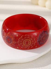 NAIZHU 1pc Red Polka Dot Heart Exaggerated Oversized Bracelet, Suitable For Women's Daily Wear, Dating And Party - Red - View 7