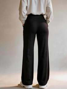 Hotalk Casual Commute Sports Yoga Straight Leg Pants - Black - View 2