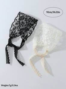 2件組時尚女款蕾絲花卉刺繡圖案柔軟防滑髮箍，彈性瑜伽運動髮帶髮飾，適合日常穿著與多種場合 - 彩色 - 查看 5