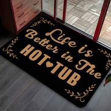 1pc Flannel Bathroom Runner, Hot Tub Door Mat For Better Living, Gold Leaf Vine Border Print, Novel Spa Quote Floor Mat, Absorbent Non-Slip Rubber Backing, Machine Washable Rectangular Area Rug, Bathroom Runner, Hot Tub Patio Rug, Hallway Runner, RV Camping Floor Mat, Housewarming Gift For Spa Lovers - Multicolor - View 11