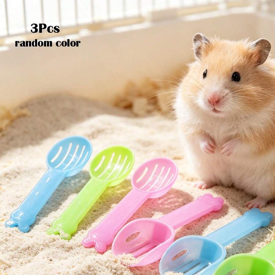 3 Buah Sekop Pasir Hamster, Sekop Pasir Pembersih, Sekop Pasir Urine, Sekop Pasir Pembersih Kamar Mandi, Warna Acak