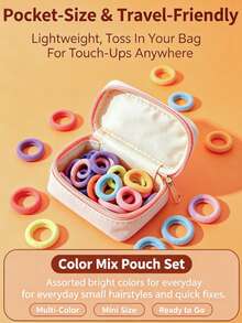300pcs Girls Colorful Nylon Hair Bands, Simple Basic Elastic Hair Ties, Suitable For Students Ponytail Holder, Applicable For Daily And Party Wear. - Mixed color - View 5