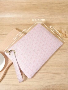 Simple Bow Print Women's Handbag, Zipper Closure Portable Phone, Umbrella And Glasses, Large Capacity Suitable For Outdoor And Travel - Pink - View 7