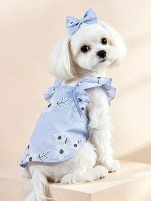 1pc Dog & Cat Mesh Wedding Dress Bowknot Cute Fashion Elegant Charming Creative Personalized Design Printed Pet Dress - Multicolor - View 1
