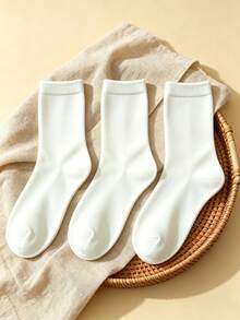 1/3/5/10 Pairs Men's Solid Color Minimalist Mid-Calf Socks, Comfortable Breathable Casual Versatile Interesting Christmas Gift Socks - Multicolor - View 51