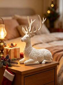 Exquisite Creative Christmas Theme European Style Carved Reindeer Lounge Chair Sculpture Ornament, Suitable For Office Desk, Living Room, Bookshelf, Cabin Holiday Decor. Nordic Style Minimalist Versatile, Suitable For Various Home Decor Scenes And Christmas - Multicolor - View 4