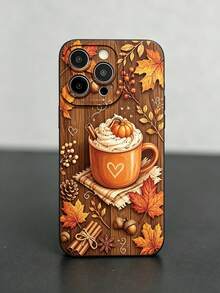 Fashionable Personalized Retro Autumn Maple Leaf & Pumpkin Pattern Black Creative Anti-Drop Phone Case, Compatible With IPhone18/18Pro/18ProMax/17/17Pro/17ProMax/16/16Pro/16ProMax/15/14/13/12/11 - Black - View 6