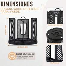 Dispensador de Vasos, Organizador de Vasos Giratorio de 360 Grados, Puede Contener Vasoss y Tapas Desechables, Adecuado para Máquinas de Café, Bares, Mostradores, Mesas de Buffet y Salones - Negro - Ver 6