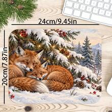 1pc Winter Fox Mouse Pad, Sleeping Red Foxes In Snowy Forest Landscape Extended Desk Mat For Home Office, Gaming And Holiday Decor - View 6