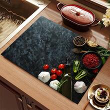 (Hot !!) 1pc 2D Kitchen Seasoning Pattern, Flat Stove Protector Mat And Non-Slip Heat-Resistant Rubber Stove Cover Mat Suitable For Induction Cooktop, Glass Stove And Multi-Functional Anti-Scratch Mat, Also Best Choice For Oven, Washing Machine, Dryer And Kitchen Decoration. - Multicolor - View 14