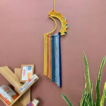 1pc Macrame Wall Hanging Bohemian Style Dream Catcher Landscape Tapestry Creative Star Moon Sun Background Wall Bed Headboard Decor - Multicolor - View 9