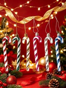 3pcs Christmas Twisted Candy Cane Hanging Ornaments, Multicolor Christmas Tree Decorations, Home Christmas Party Decor - A - View 1
