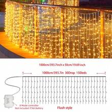 1pc 45/80/96/150LED Icicle String Lights, 8 Lighting Modes, AA Battery Powered, Wedding Garland Fairy Lights, Home Room Decor, Halloween Christmas Decoration - 8-mode AA Icicle Lights - View 22