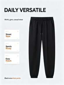 1pc Women's Soft Comfortable Breathable Running Fitness Sports Casual Jogger Sweatpants, Autumn/Winter - Black - View 4