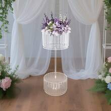 2-stufiges Hochzeits Tischmittelstück Blumenständer, dekorativer Blumenhalter mit Anhängern, Tischdekoration für Hochzeit, Empfang, Party und Feierlichkeiten - 2-stufig - Übersicht 2