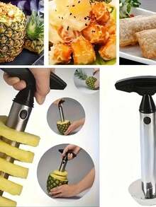 1pc Stainless Steel Pineapple Slicer Cutter, Manual Pineapple Corer Remover, Fruit Peeler Tool For Cutting Pineapple Rings, Easy To Use Kitchen Gadget For Home Fruit Preparation, Color And Style Random - Multicolor - View 8