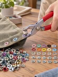 Bộ nút bấm 5 móng 202/102/1 cái, nút đinh tán kim loại chịu lực kèm dụng cụ ép tay, dễ lắp đặt, bền bỉ, phụ kiện sửa chữa quần áo DIY cho áo khoác, túi, da, giày và đồ thủ công handmade - Nhiều kiểu dáng - Xem 10