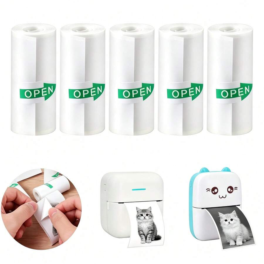 Kertas Termal Putih, Kertas Perekat, Cocok untuk Berbagai Printer Label Mini, Printer Foto Instan, Ideal untuk Pencetakan Label di Rumah, Kantor, dan Sekolah - View 1