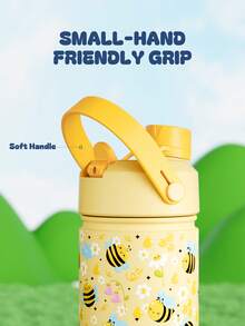 Powcan 18oz Insulated Water Bottle With A 2-In-1 Straw And Lid, Keeps Cold Drinks Cold For 24 Hours, Leak-Proof, Fits In Car Cup Holders, Stainless Steel, Perfect For Sports, Travel, And School (Bee Series) - Pale Yellow Lily Of the Valley Bee - View 6