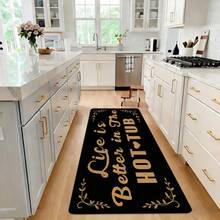 1pc Flannel Bathroom Runner, Hot Tub Door Mat For Better Living, Gold Leaf Vine Border Print, Novel Spa Quote Floor Mat, Absorbent Non-Slip Rubber Backing, Machine Washable Rectangular Area Rug, Bathroom Runner, Hot Tub Patio Rug, Hallway Runner, RV Camping Floor Mat, Housewarming Gift For Spa Lovers - Multicolor - View 10