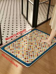 SANJIANGDI 1 st retro köksmatta med mosaikrutmönster, 0,6 mm konstkashmir, mjuk och maskintvättbar, lämplig för kök, hall, badrum, vardagsrum, utomhusentré och toalett, kan användas året runt och anpassas till olika tillfällen - Multifärgad - Visa 13