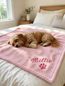 Personalized Embroidered Pet Name Dog Blanket, Customized Cotton Puppy Blanket, Dog Mom Gift, Comfortable Pet Blanket, Cat Blanket, New Puppy Gift - Multicolor - View 7