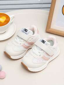 Toddler Colorblock Hook And Loop Soft Sole Anti-Slip Retro Casual Sports Shoes - Pink - View 3