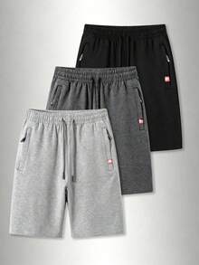 Men's Summer Shorts, Elastic Drawstring Waistband With Zipper Pockets, Comfortable Casual Sports Shorts, Suitable For Outdoor, Running, Travel - Light Grey - View 1