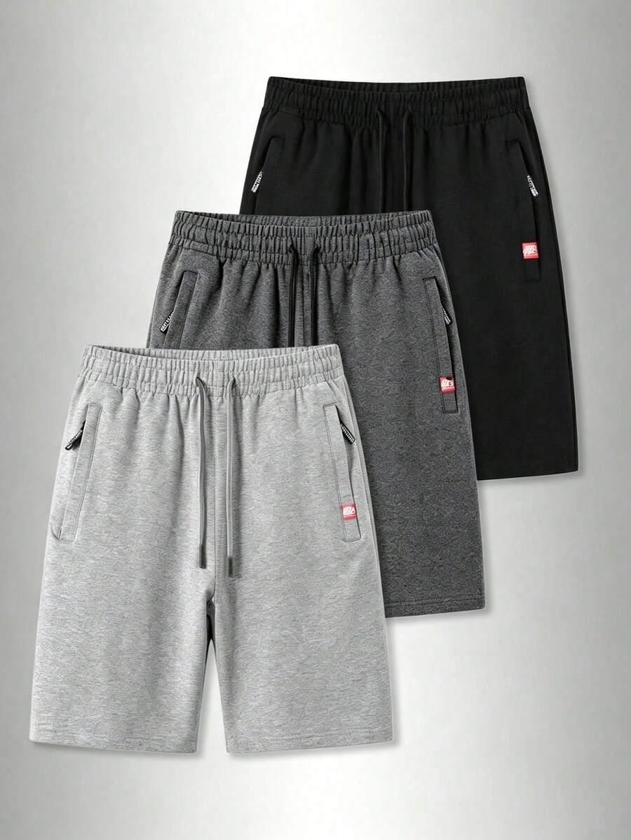 Men's Summer Shorts, Elastic Drawstring Waistband With Zipper Pockets, Comfortable Casual Sports Shorts, Suitable For Outdoor, Running, Travel - Light Grey - View 1
