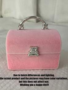 1pc/2pcs Aesthetic Bear Jewelry Box, Jewelry Organizer, Ring Box, Desktop Decor, Velvet Mini Suitcase Style Ring Earring Necklace Storage Box, Ideal Gift For Birthday And Special Occasions - Multicolor - View 11
