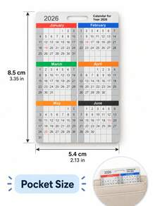 1/5pcs 2026 Calendar Cards, Portable 12-Month Year Planner Bookmark With Hanging Hole, Compact Daily & Weekly Schedule Reference For Home Office Supplies, Office Desk Accessories & Christmas Planner Accessories - Calendar Set a - View 4