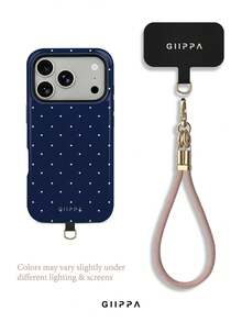 GIIPPA 1件皇家藍底色白色波點圖案設計手機殼 + 手鍊，適用於Phone 17 Pro Max，相容Phone 16 Pro Max、15 Pro Max、14 Pro Max，韓系高端時尚趣味手機殼，適合11/12/13/14/15/16 Pro Max Plus，男女皆宜的優雅設計，送給女友的聖誕節、情人節、復活節、婚禮季與生日完美禮物 - 寶藍色 - 查看 3