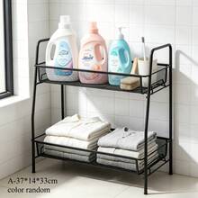 Two Styles 2-Tier Iron Mesh Storage Rack, 37*14*33cm/34*17*33cm Available In Black And White, Multi-Scene Layered Organizer For Bathroom, Kitchen And Desktop - View 3