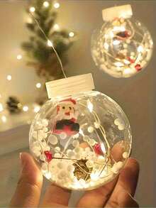 Christmas LED Curtain Lights, USB Powered Wishing Ball Snowman/Christmas Tree/Santa Claus Hanging Decor, With Remote Control Button, Suitable For Christmas, Halloween, Thanksgiving, New Year Decoration, Christmas Decoration - Multicolor - View 6