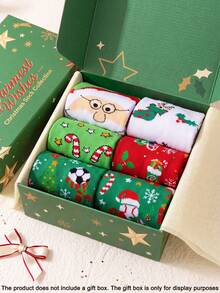 5 Pairs Random Assorted Autumn/Winter Unisex Christmas Cartoon Warm Mid-Calf Socks, Novelty Funny Couple Socks, Suitable For Christmas Gifts, Party Gift Exchange - Multicolor - View 6