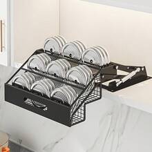 Rak Penyimpanan Tiga Lapis untuk Kabinet Dinding Dapur, Keranjang Angkat, Rak Bumbu Tarik ke Bawah, Rak Kabinet Atas Teleskopik, Aksesoris Dapur - beraneka warna - View 12