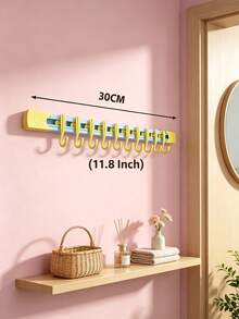 6/2/1pc Cute Pastel Style Plastic Long Strip Wall Mount Hook Rack With 10 Hooks, Punch‑Free Strong Load‑Bearing Hanging Holder, Multi‑Hook Wall Hanger, Suitable For Entryway, Bedroom, Bathroom, Dormitory, Closet, All‑Season Home Storage Organization - Multicolor - View 12
