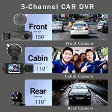Kamera Dash Cam Mobil 3 Saluran, Kamera DVR Full HD 1080P, Tampilan 3 Arah Depan+Belakang+Interior, Sudut Lebar 110-150°, Sensor Gravitasi G-Sensor, Perekaman Berulang, Penglihatan Malam dan Pemantauan Parkir, Perekam Mengemudi Mobil, Hadiah untuk Pria dan Wanita - 3 Kamera - View 4