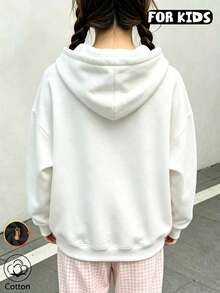 Girls Like Ever Letter & Colorful Abstract Flower Print Hoodie, Long Sleeve Casual Pullover Hooded Sweatshirt - White - View 4