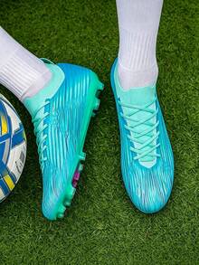 Sepatu Sepak Bola Luar Ruangan Tahan Lama, Sol Luar Berpaku Peredam Guncangan, Bagian Atas Sintetis Lembut dan Fleksibel, Stabilitas Lateral yang Baik untuk Sepak Bola - Mint Blue - View 11