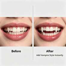 1 Pair 1.5cm Vampire Fangs, Halloween Resin False Teeth, Cosplay Costume Prop, Gothic Vampire Zombie Denture Party Supplies - White - View 3
