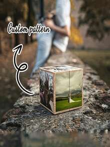 Personalized Custom Creative Magic Cube Photo Frame - DIY Creative Handmade Wooden Souvenir, Unique Foldable Collage Movie Theme Square, Made Of Innovative Materials, Suitable For Parents Celebration Gift, Couples, Friends, Family Creative Gift, Landscape Decoration, Desktop Display, Durable - Multicolor - View 7
