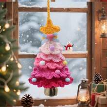 Random Color Crochet Christmas Tree Hanging Ornament, Handmade Knitted Christmas Pendant, Yarn Knitted Christmas Tree Ball, DIY Handmade Material, Holiday Home And Room Decoration, Winter Party Gift, Car Hanging Ornament, Cute Christmas Gift For Family And Friends - Multicolor - View 5