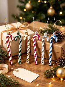 3pcs Christmas Twisted Candy Cane Hanging Ornaments, Multicolor Christmas Tree Decorations, Home Christmas Party Decor - A - View 10